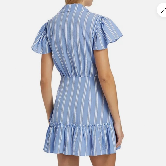 NEW Cinq a Sept Lila Asymmetric Ruffle Faux-Wrap Dress Oxford Blue French - Picture 6 of 10